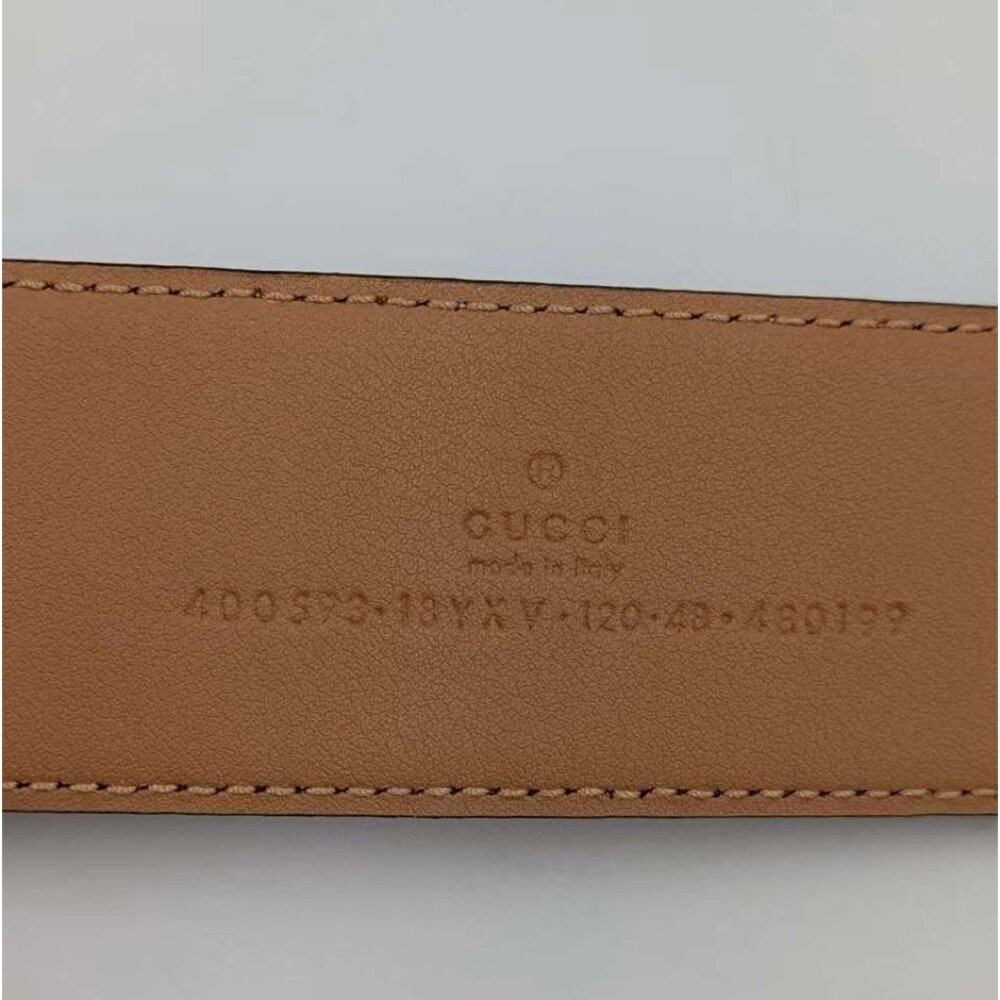 Gucci Azalea Calfskin Enamel Monochrome GG 40mm Belt Camelia 120cm 400593 - Picture 8 of 9